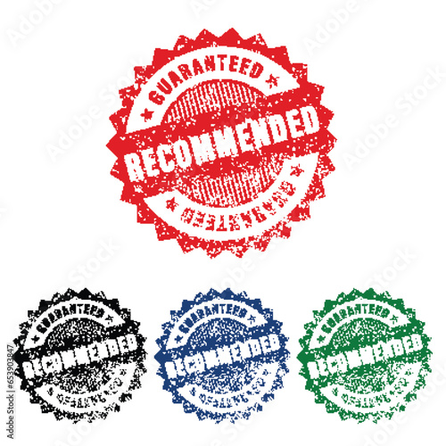 Vintage RECOMMENDED Stamps Set with Grunge Texture and Different Colors