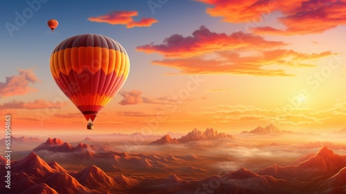 Hot air balloon in the evening sky