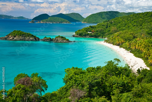 Turquoise water at Trunk bay on the island of St. John in the US Virgin Islands; St. John, U.S. Virgin Islands