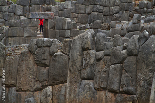 Part of the ruins of Sacsayhuaman walled complex; Cuzco, Peru photo