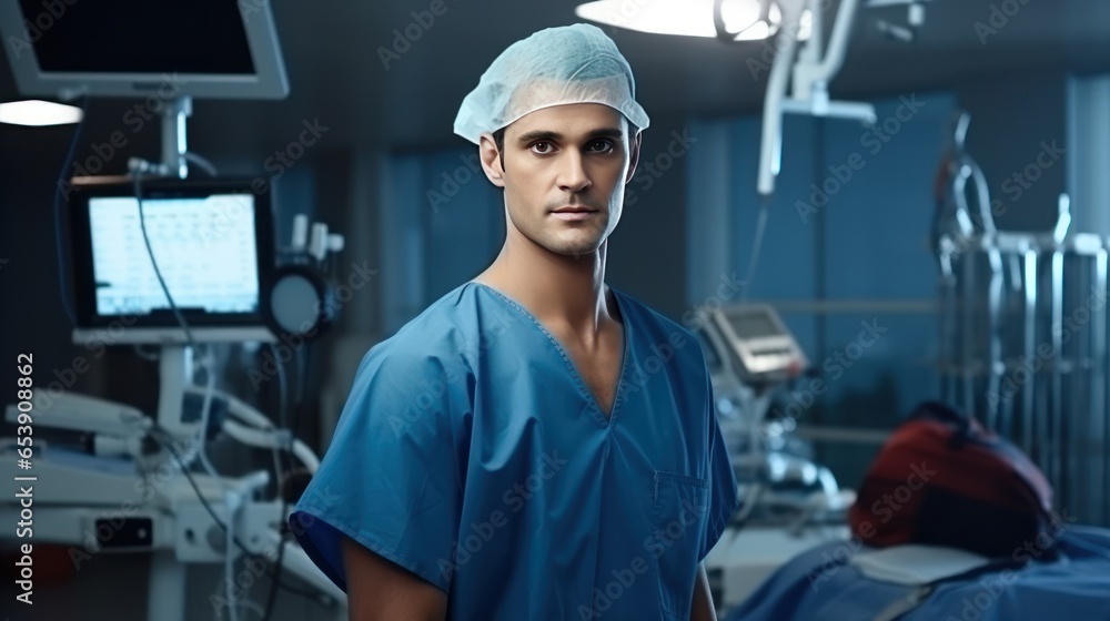 Young male doctor closeup in operating room Young male doctor closeup in operating room