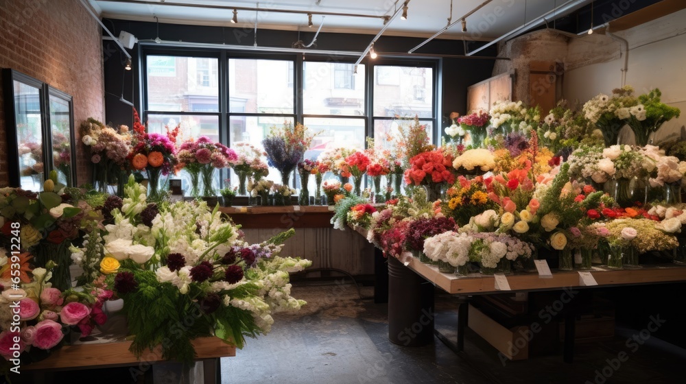 Artful Flower Shop with Bouquets and Arrangements