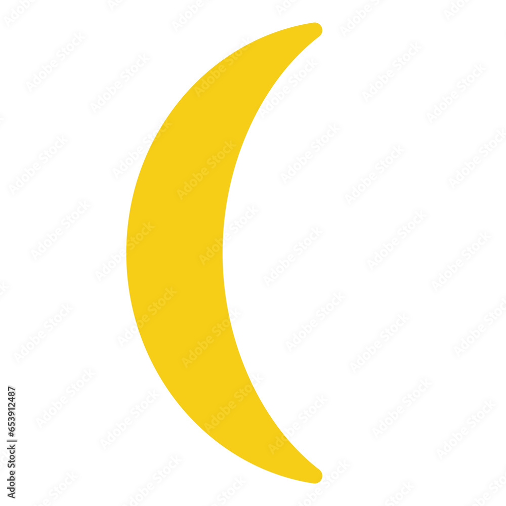 Yellow Crescent Moon Shape with Rounded Points Yellow Crescent Moon Shape with Rounded Points