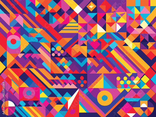 Bright colorful pattern, 80s - 90s design style editable vector background