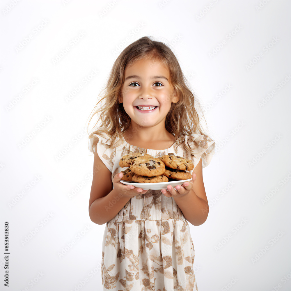 A girl stands with a heartwarming smile, holding a batch of freshly baked cookies in her hands. The aroma of these delicious treats fills the air, and her eyes sparkle with delight, Generative AI. A girl stands with a heartwarming smile, holding a batch of freshly baked cookies in her hands. The aroma of these delicious treats fills the air, and her eyes sparkle with delight, Generative AI.