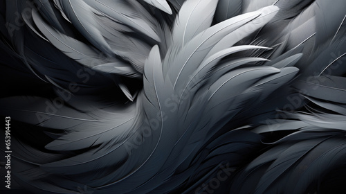 An abstract background with black and white feathers, Generative AI