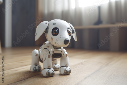 dog robot on the wooden floor
