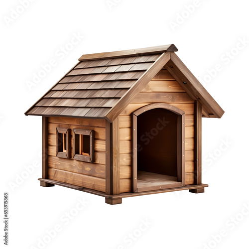 Wooden Dog house (Cutout PNG) isolated on a transparent background, AI