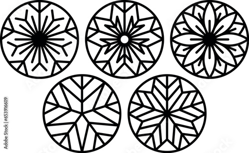 Snowflake coaster laser cut vector design, christmas bundle