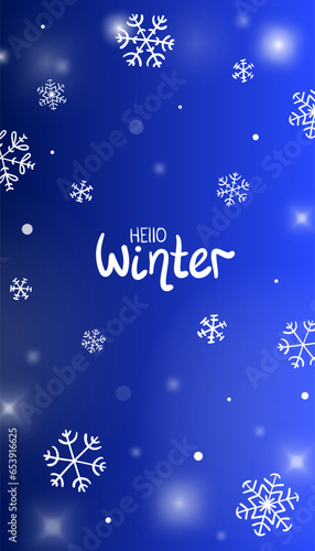 stories snowflakes snow background wallpaper cover design website hello winter december january february new year christmas thanksgiving holidays blur texture noise blue gradient pattern frost cold