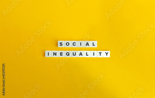 Social Inequality, Social Gap, Gender Inequality, Health Care, Social Class Concept Image. Letter Tiles on Yellow Background. Minimal Aesthetics.