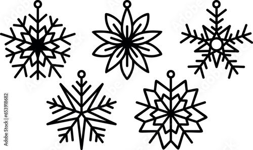 set snowflake christmas tree ornament, snowflake christmas earrings laser cut file, vector bundle