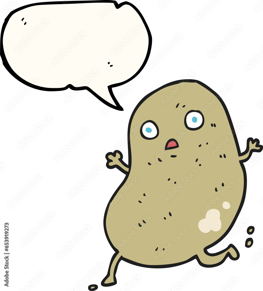 freehand drawn speech bubble cartoon potato running freehand drawn speech bubble cartoon potato running