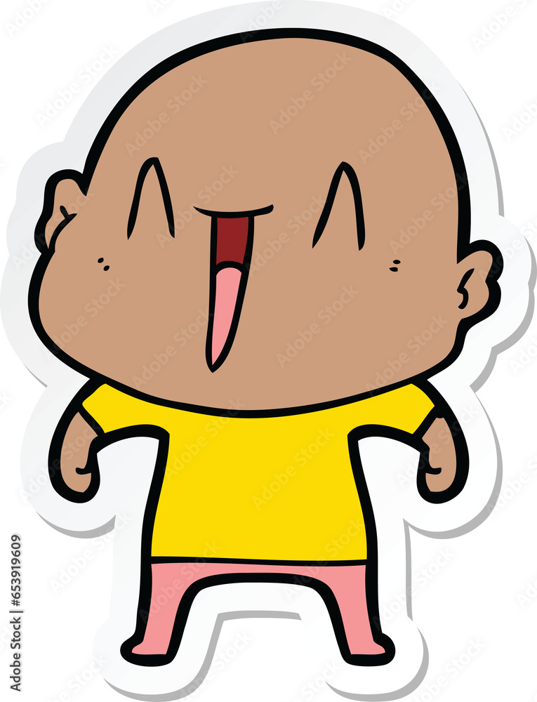 sticker of a happy cartoon bald man sticker of a happy cartoon bald man