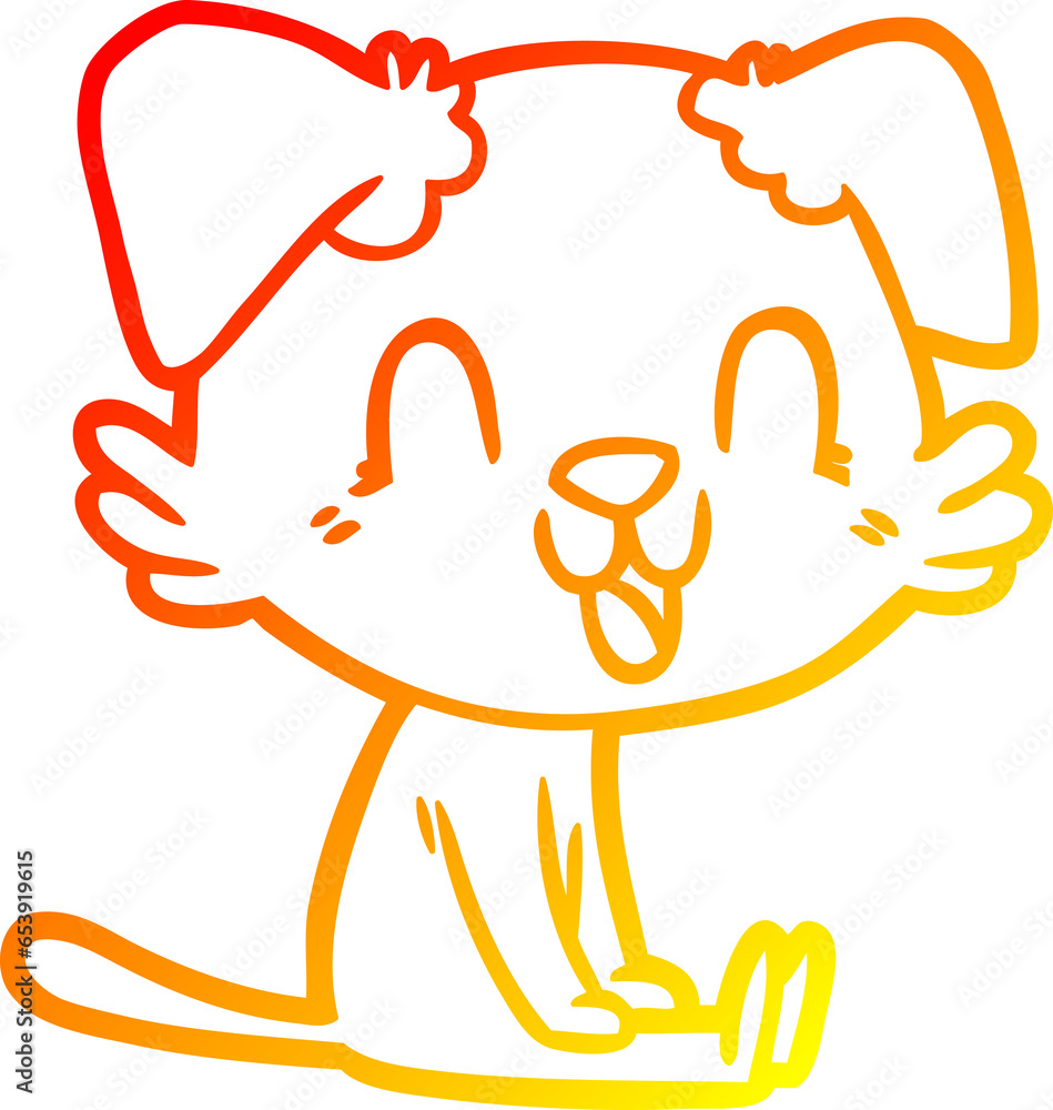 warm gradient line drawing of a laughing cartoon dog warm gradient line drawing of a laughing cartoon dog
