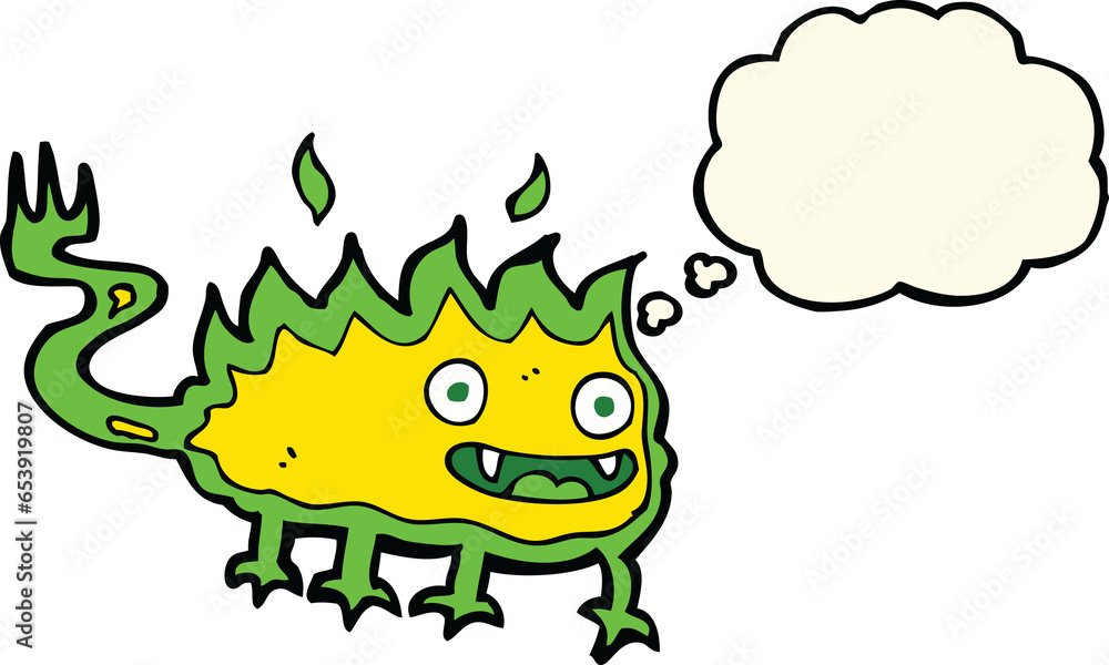 cartoon little fire demon with thought bubble cartoon little fire demon with thought bubble