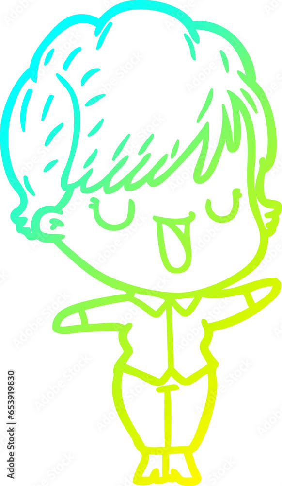 cold gradient line drawing of a cartoon woman talking cold gradient line drawing of a cartoon woman talking