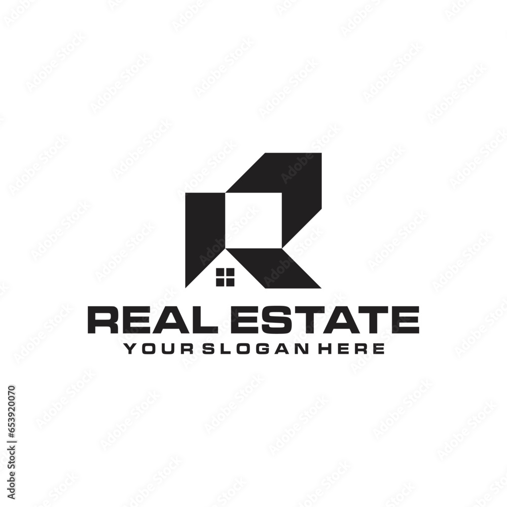 Letter R Homes Logo Vector Element . R Letter Real Estate Logo Vector . Modern Real Estate Brand Logo 