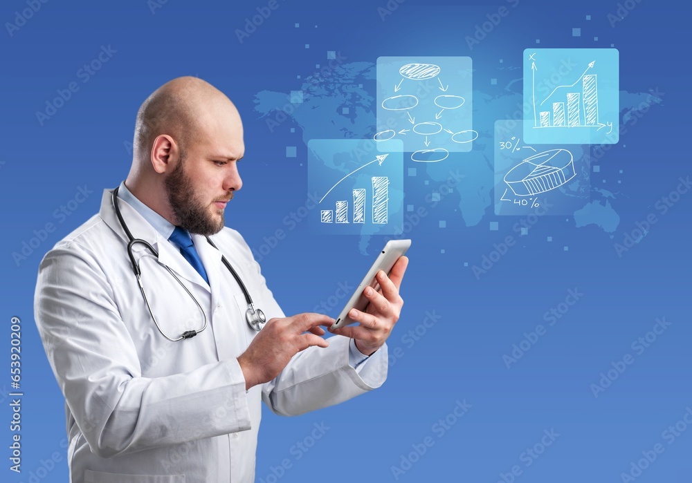 Medical technology concept, doctor with device Medical technology concept, doctor with device