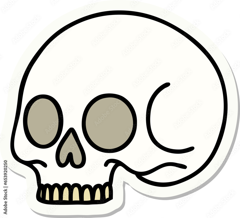 Fototapeta premium sticker of tattoo in traditional style of a skull
