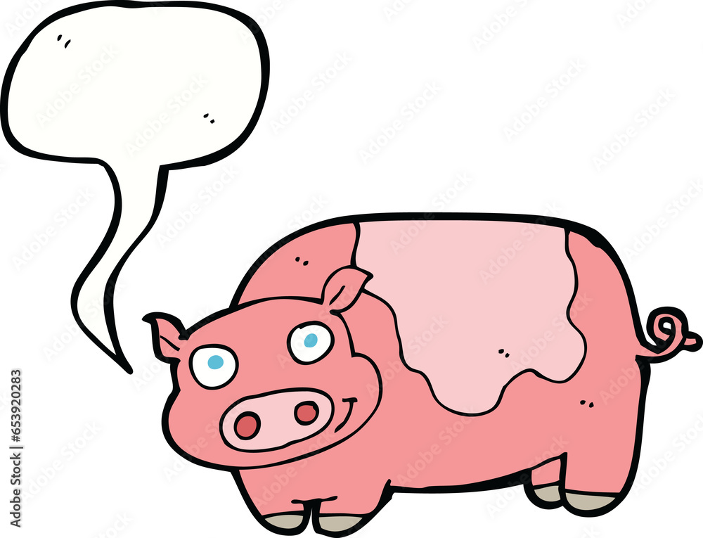 cartoon pig with speech bubble cartoon pig with speech bubble