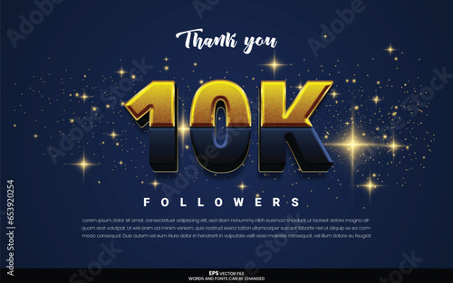 Thank you 10k followers, 10k followers achievement gold glitter social media template design