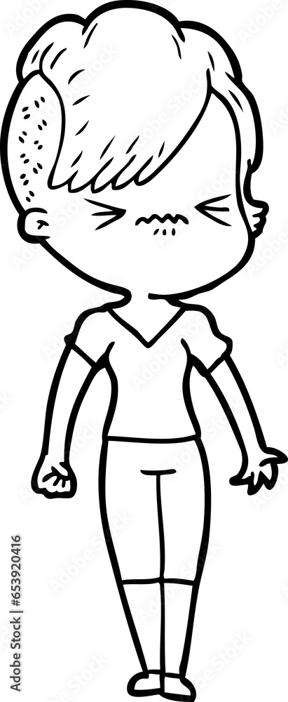 cartoon annoyed hipster girl cartoon annoyed hipster girl