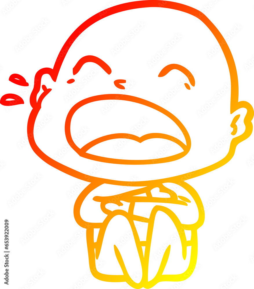 warm gradient line drawing of a cartoon shouting bald man warm gradient line drawing of a cartoon shouting bald man