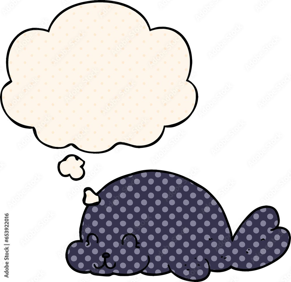 cute cartoon seal with thought bubble in comic book style cute cartoon seal with thought bubble in comic book style