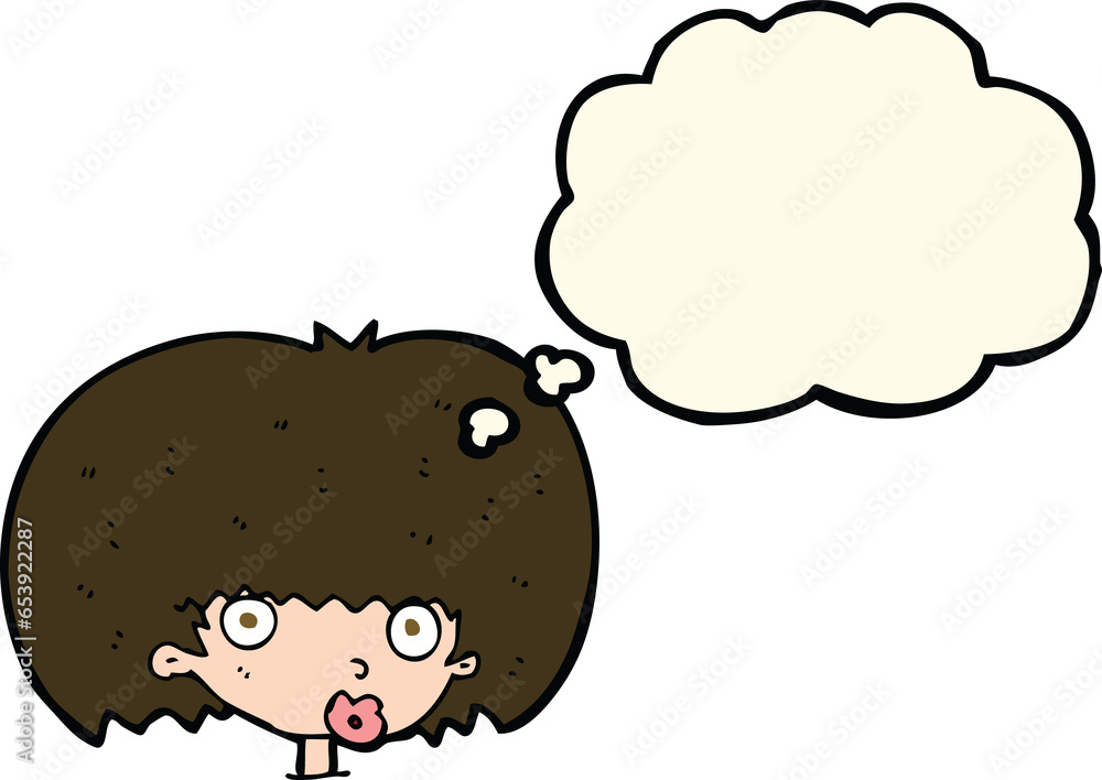 cartoon surprised woman with thought bubble cartoon surprised woman with thought bubble