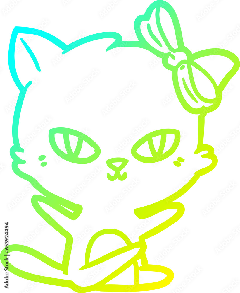 cold gradient line drawing of a cute cartoon cat cold gradient line drawing of a cute cartoon cat