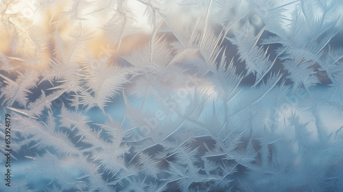 Frozen window background. Frosty weather.  © Elena