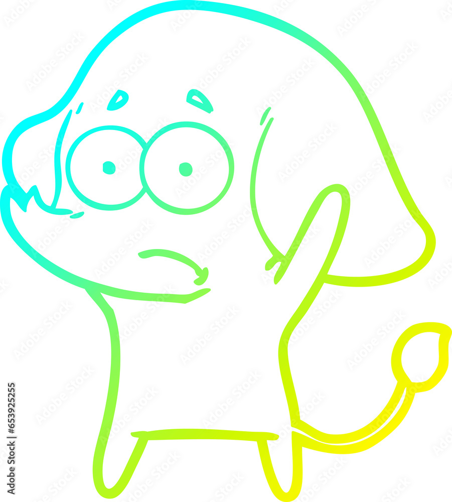 cold gradient line drawing of a cartoon unsure elephant cold gradient line drawing of a cartoon unsure elephant
