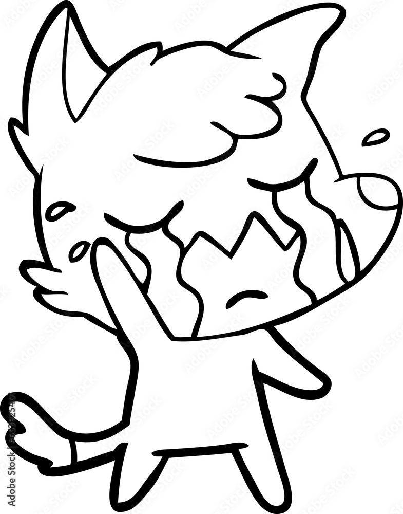 crying waving fox cartoon