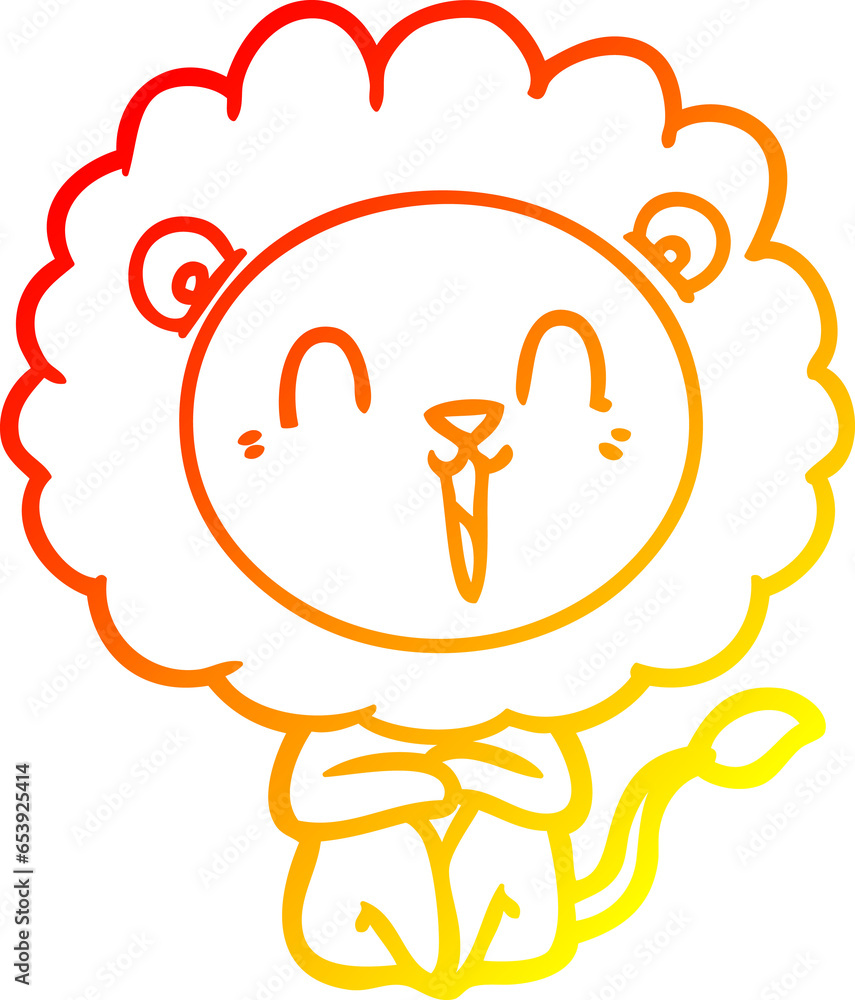 warm gradient line drawing of a laughing lion cartoon warm gradient line drawing of a laughing lion cartoon
