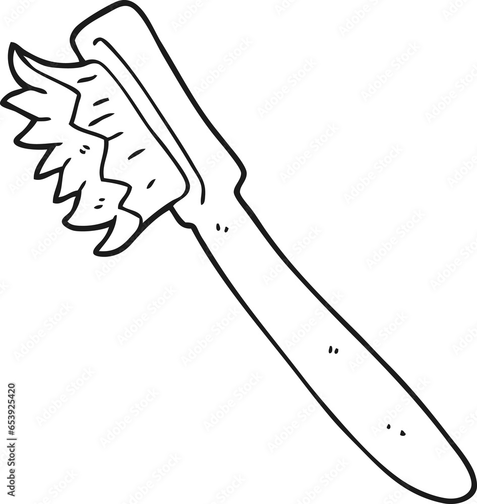 Obraz premium freehand drawn black and white cartoon toothbrush