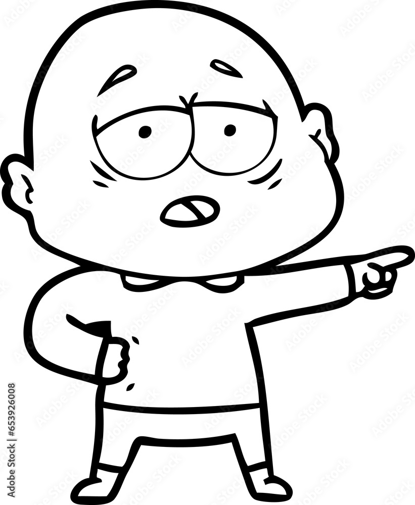 cartoon tired bald man cartoon tired bald man