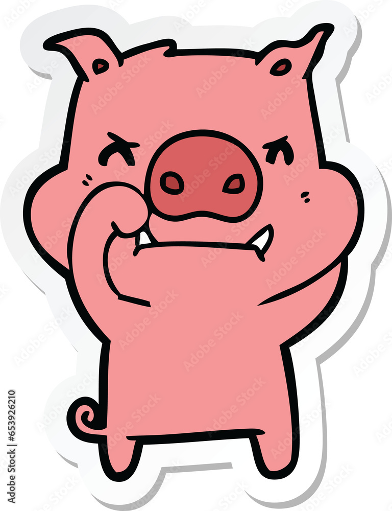 sticker of a angry cartoon pig sticker of a angry cartoon pig
