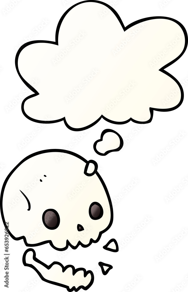cartoon spooky skull with thought bubble in smooth gradient style cartoon spooky skull with thought bubble in smooth gradient style