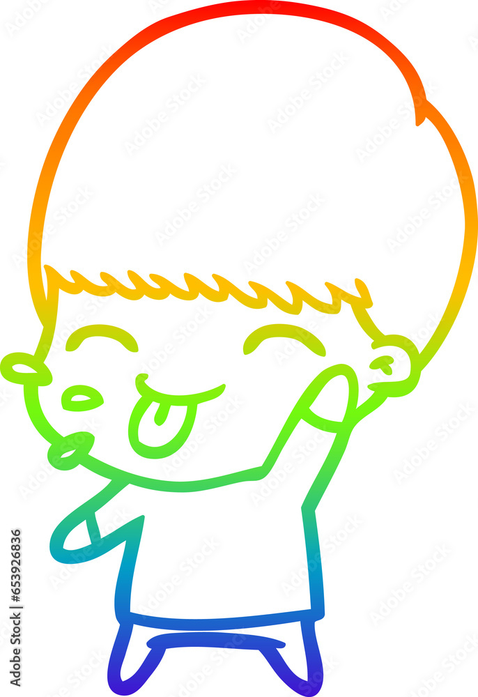 rainbow gradient line drawing of a cartoon calm boy rainbow gradient line drawing of a cartoon calm boy
