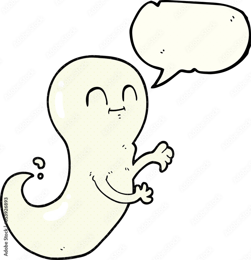 Obraz premium freehand drawn comic book speech bubble cartoon ghost