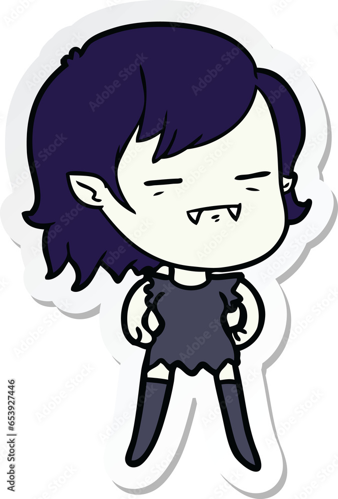 sticker of a cartoon undead vampire girl sticker of a cartoon undead vampire girl