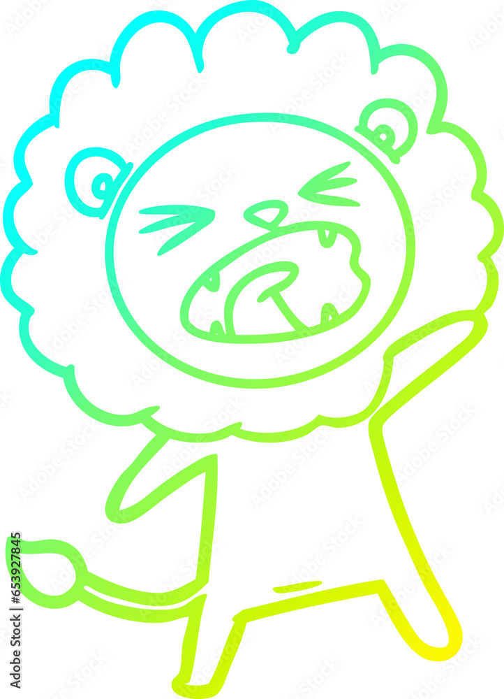 cold gradient line drawing of a cartoon lion cold gradient line drawing of a cartoon lion