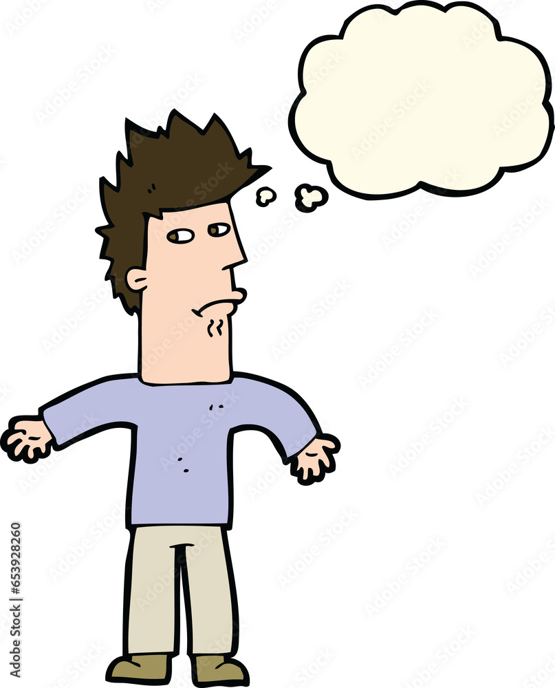 cartoon confused man with thought bubble cartoon confused man with thought bubble