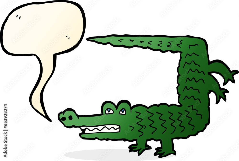 Obraz premium cartoon crocodile with speech bubble