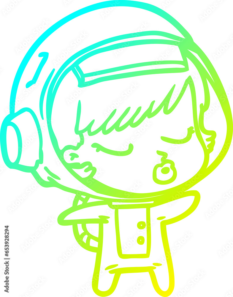 cold gradient line drawing of a cartoon pretty astronaut girl cold gradient line drawing of a cartoon pretty astronaut girl