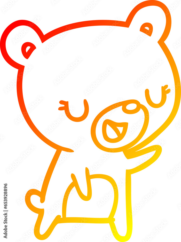 warm gradient line drawing of a Cartoon bear