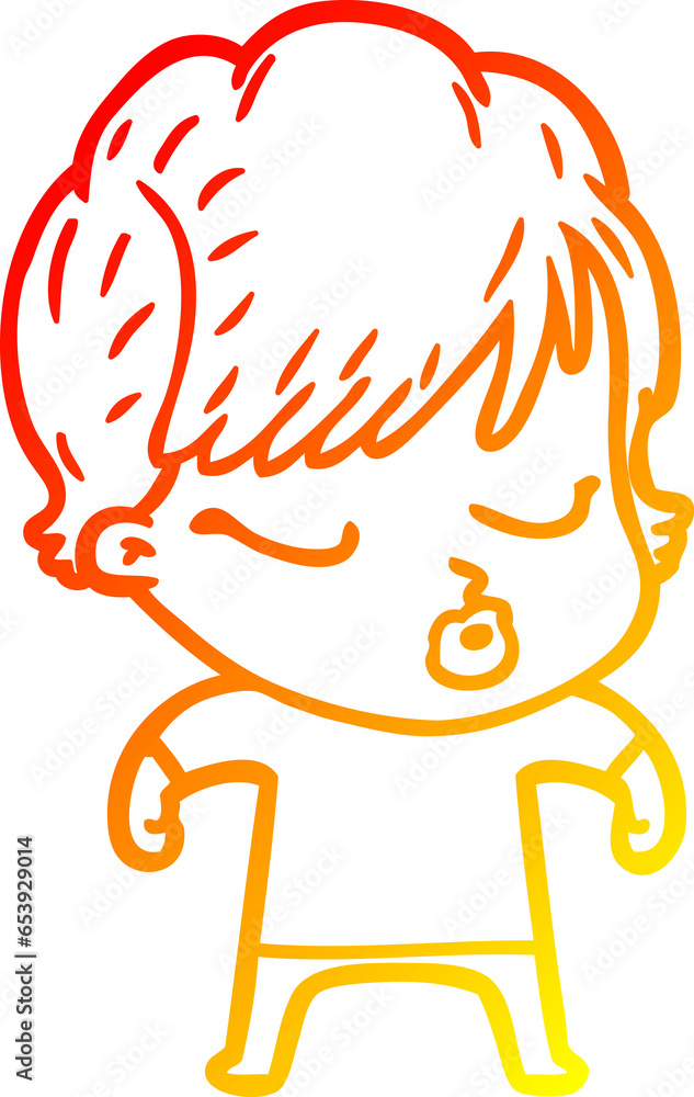 warm gradient line drawing of a cartoon woman with eyes shut warm gradient line drawing of a cartoon woman with eyes shut