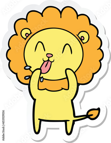 sticker of a happy cartoon lion