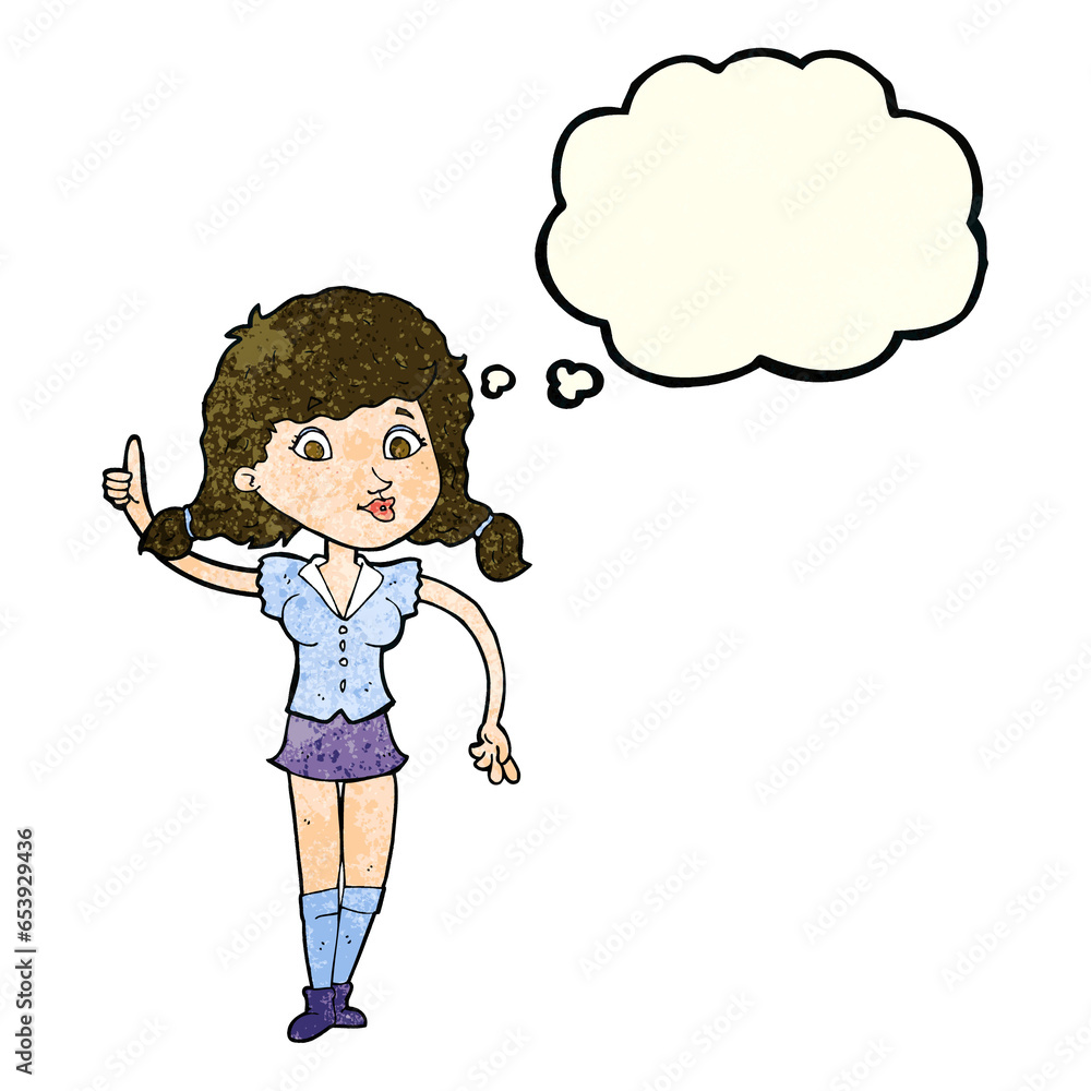 cartoon pretty woman with idea with thought bubble cartoon pretty woman with idea with thought bubble